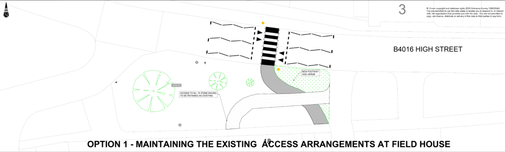 image depicts the layout for the proposed crossing on the High Street, Drayton